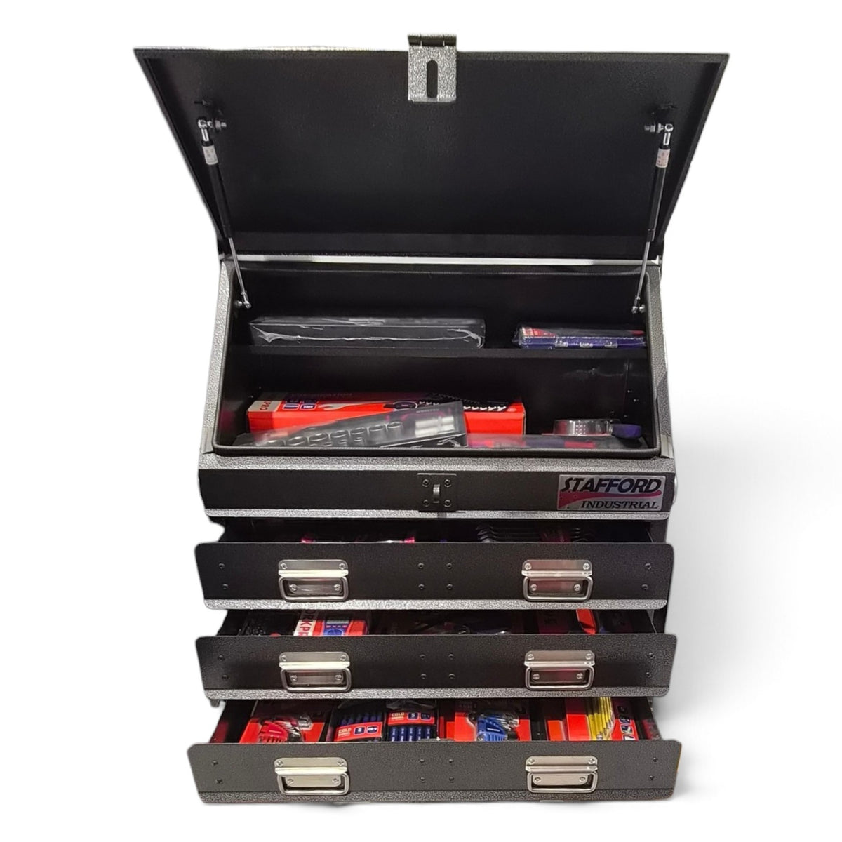 WORKPRO 375PCE TOOLKIT WITH 700MM BLACK ANGLED TOOL BOX