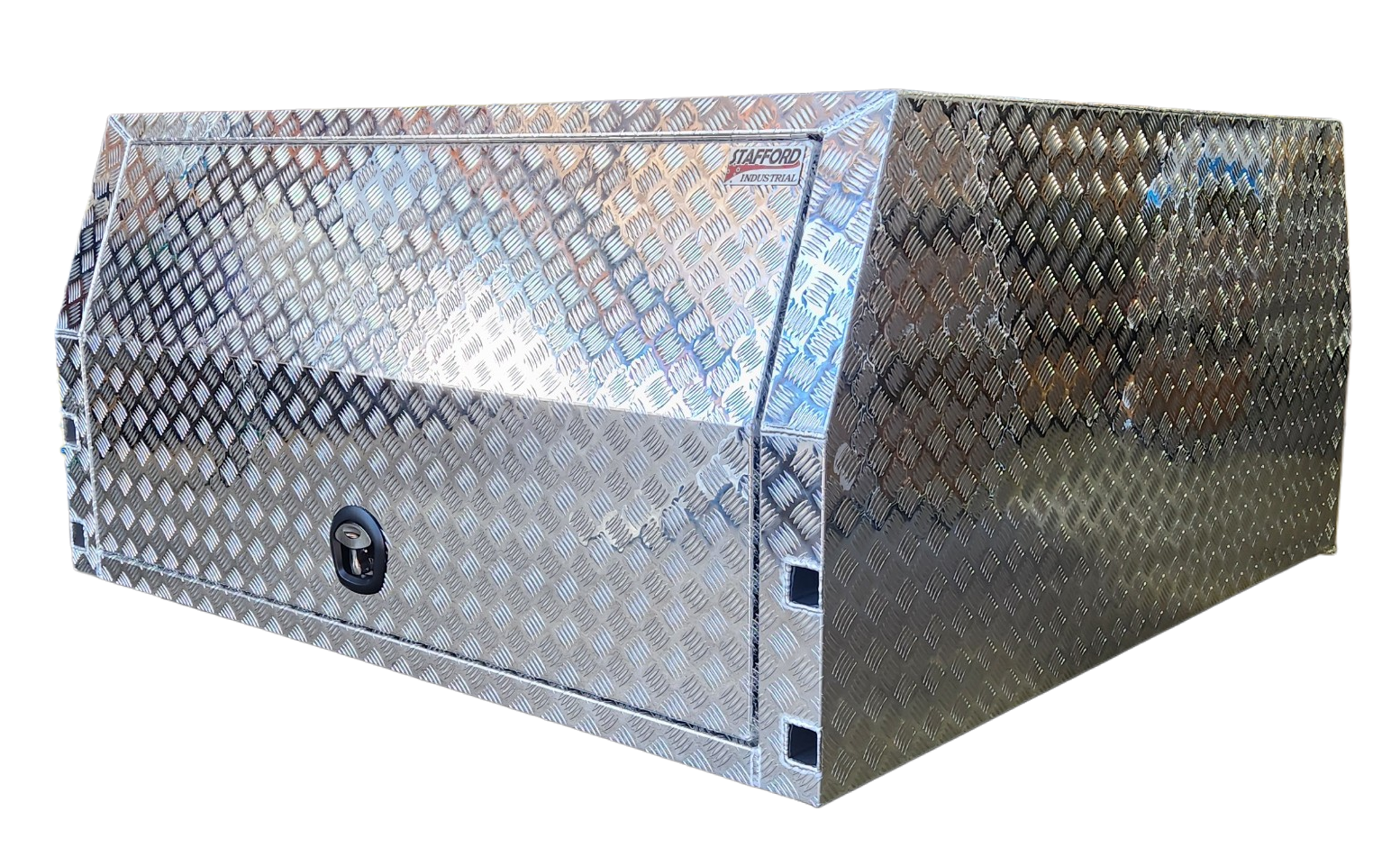 STAFFORD INDUSTRIAL UTE CANOPY 1800MM X 1780MM X 860MM ALU CHECKER PLATE 3 DOOR