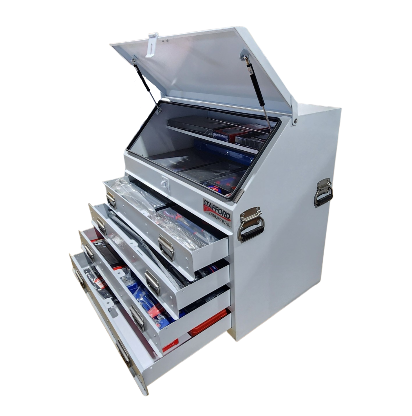 WORKPRO 525PCE TOOLKIT WITH 880MM WHITE ANGLED TOOL BOX