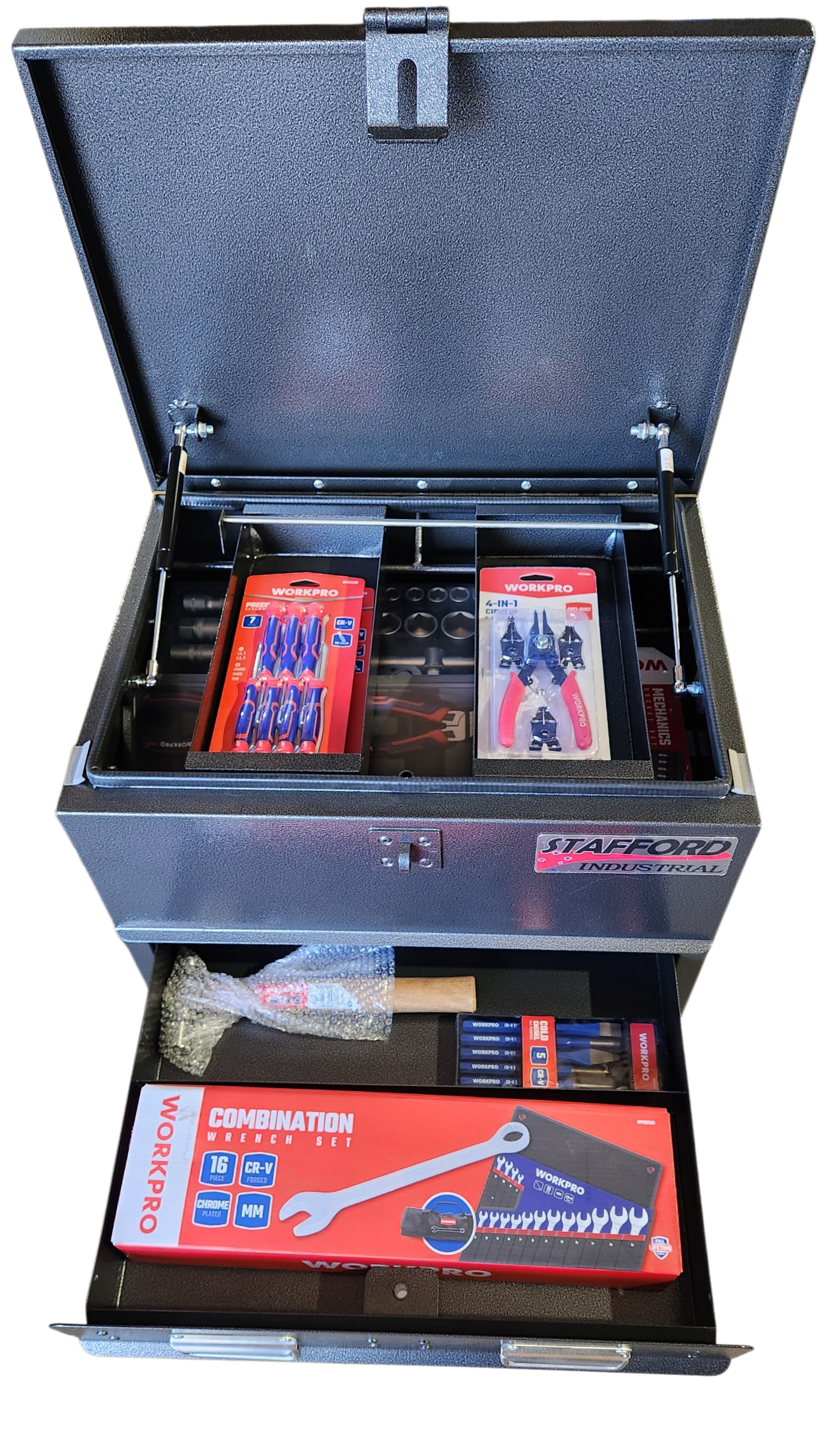 WORKPRO 290PCE TOOLKIT WITH 550MM 2DR BLACK TOOL BOX