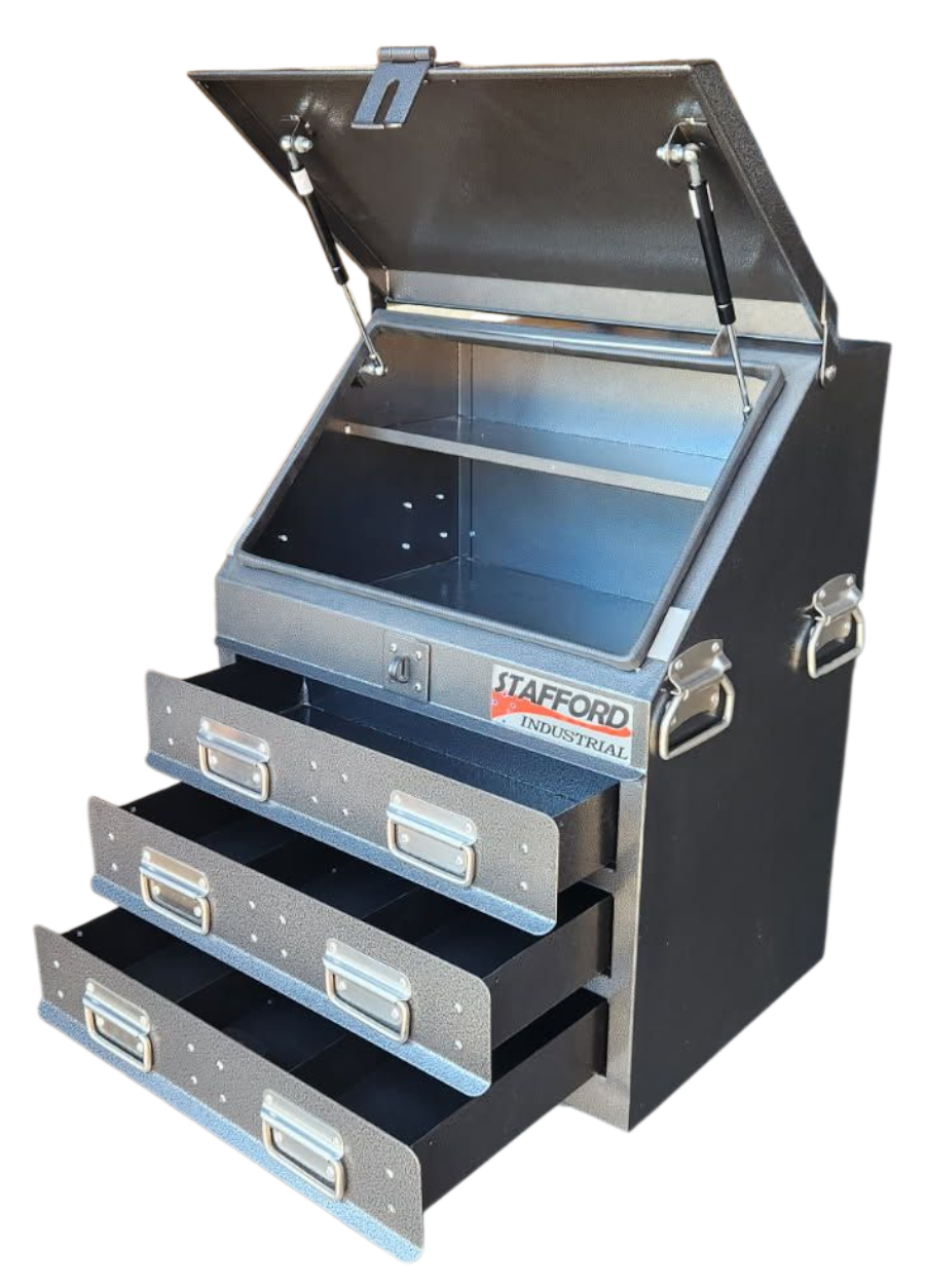 STAFFORD INDUSTRIAL TC550 SERIES UTE BOX 3 DR BLACK UTE BOX ANGLED