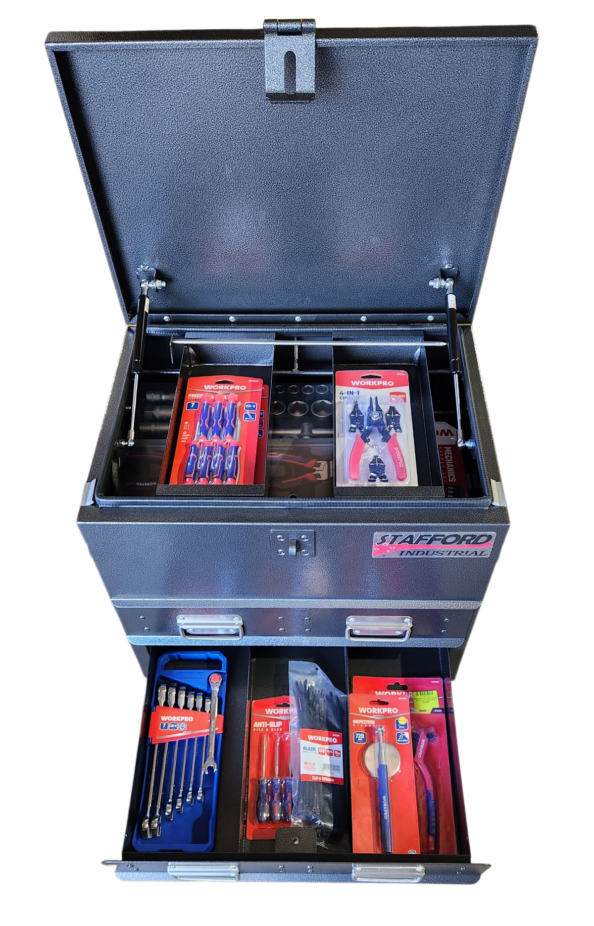 WORKPRO 290PCE TOOLKIT WITH 550MM 2DR BLACK TOOL BOX