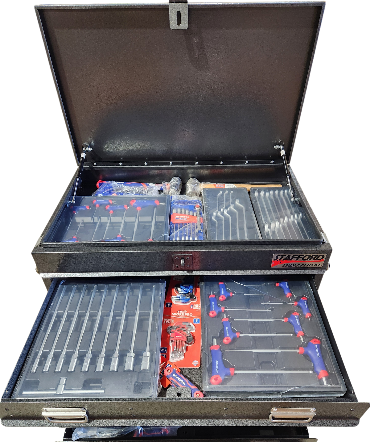 STAFFORD INDUSTRIAL WORKPRO ROLLER CABINET 300PCE TOOLKIT BLACK