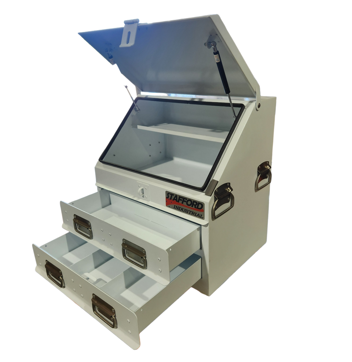 STAFFORD INDUSTRIAL TC550 SERIES UTE BOX 2 DR WHITE UTE BOX ANGLED