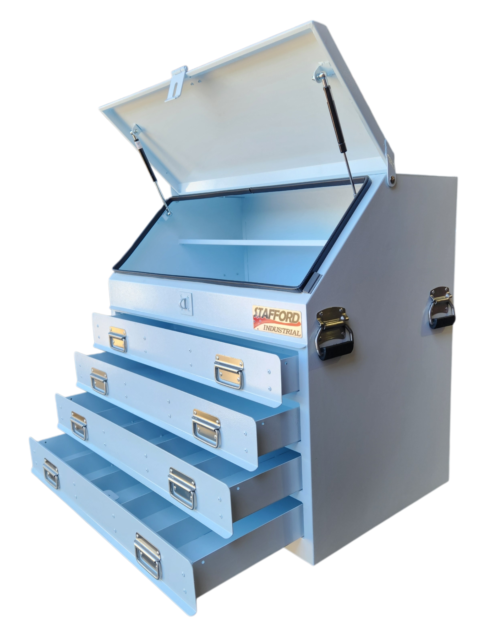 STAFFORD INDUSTRIAL TC880 SERIES 4 DRAWER TRUCK  BOX WHITE ANGLED
