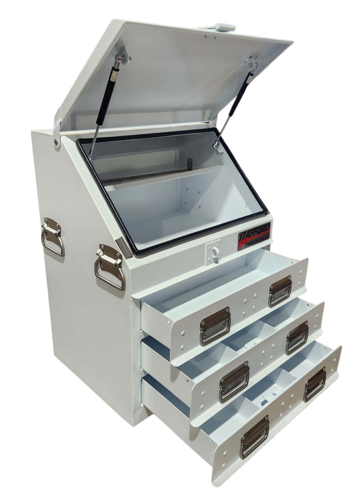 STAFFORD INDUSTRIAL TC550 SERIES UTE BOX 3 DR WHITE UTE BOX ANGLED