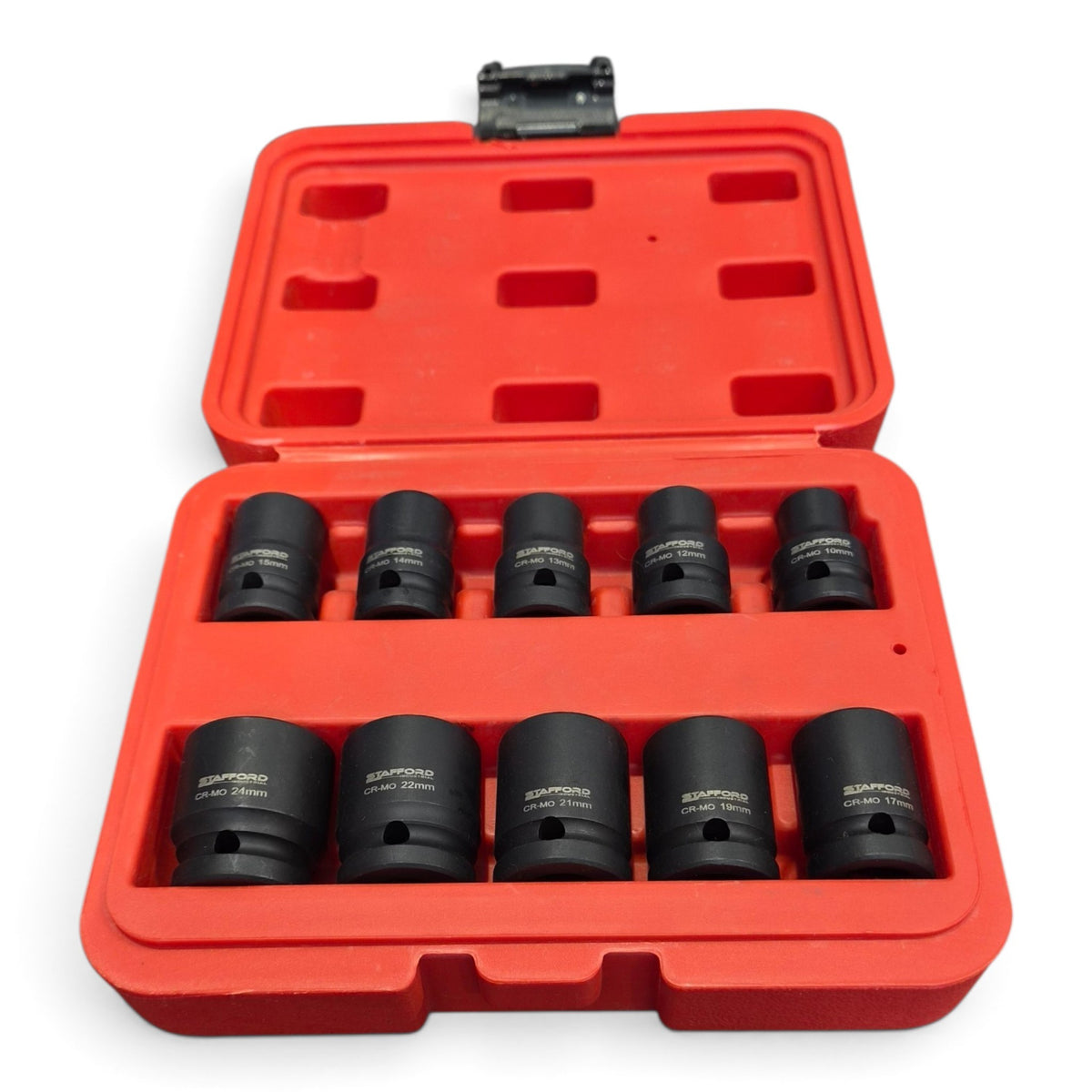 STAFFORD INDUSTRIAL 10 PIECES 1/2" DR STD IMPACT SOCKET SET METRIC 10-24MM