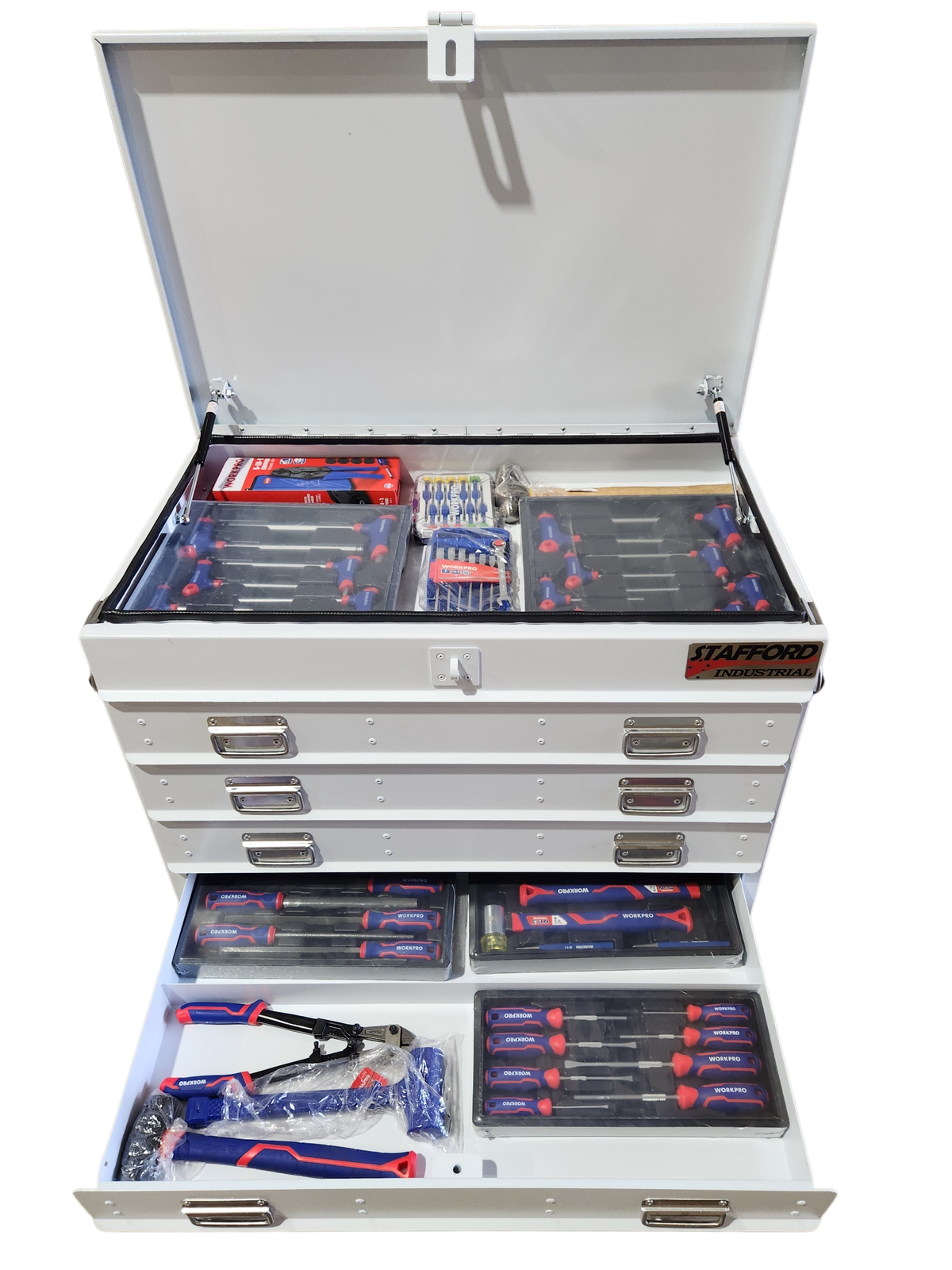 STAFFORD INDUSTRIAL WORKPRO ROLLER CABINET 300PCE TOOLKIT WHITE