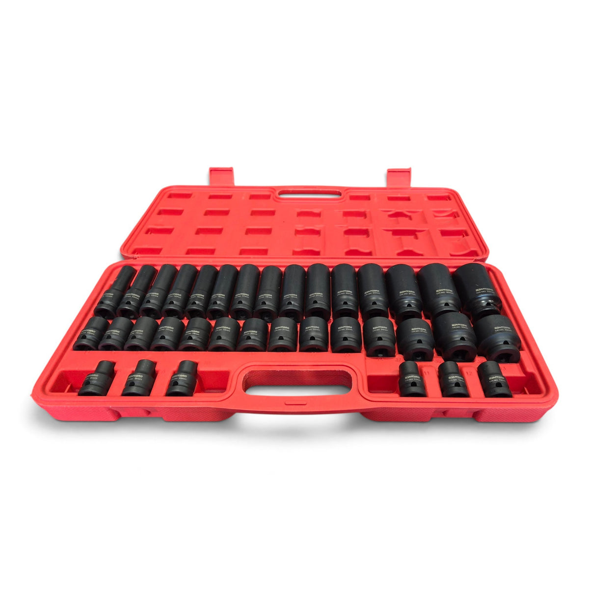 STAFFORD INDUSTRIAL 35 PIECES 1/2" DR 8-32MM STD/10-32MM DEEP METRIC SOCKET SET