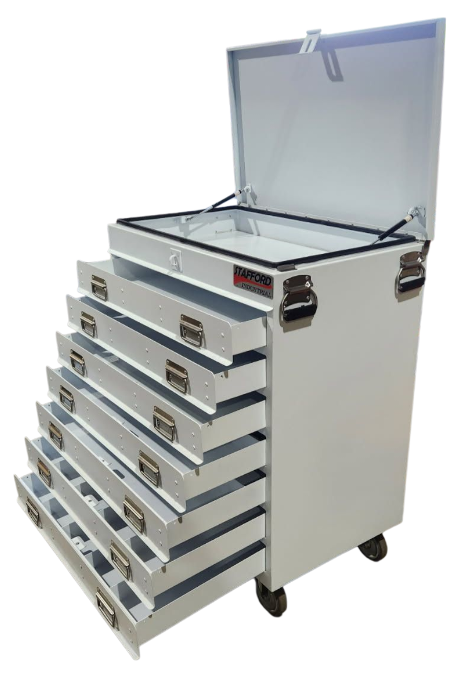 STAFFORD INDUSTRIAL TOOL TROLLEY WHITE 7 DRAW EXTREMELY HEAVY DUTY