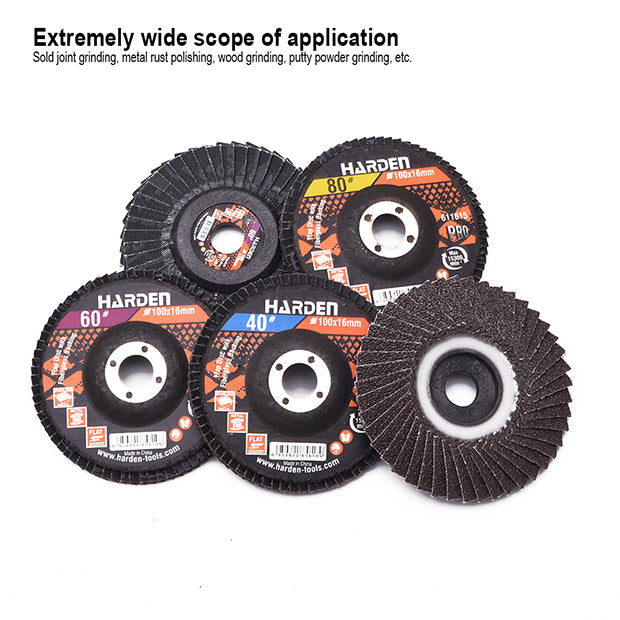 HARDEN 100x16MMx120# CURVED FLAP DISC W/FIBERGLASS BACK