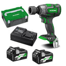 HIKOKI18V BRUSHLESS 12.7MM (1/2") IMPACT WRENCH, IP56
- 2 X BSL36A18 LI-ION SLIDE BATTERY A
- 1 X UC18YSL3 RAPID CHARGER WITH COOLING & USB PORT
